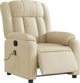 vidaXL Πολυθρόνα Μασάζ Ανακλινόμενη Ηλεκτρική Κρεμ Υφασμάτινη