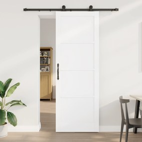 vidaXL Συρόμενη Πόρτα με Σετ Εξαρτημάτων Λευκή 83x232 cm Στερεό Ξύλο Πεύκο