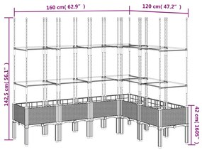 ΖΑΡΝΤΙΝΙΕΡΑ ΚΗΠΟΥ ΜΕ ΚΑΦΑΣΩΤΟ ΓΚΡΙ 160X120X142,5 ΕΚ. ΑΠΟ PP 367966