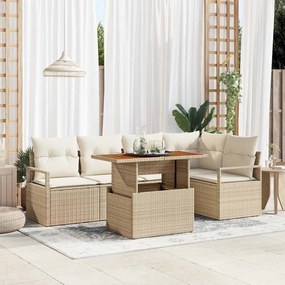 vidaXL Σετ Καναπέ Κήπου με αποθήκευση 6 pcs Μπεζ Πολυ ράταν