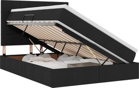 vidaXL LED Κρεβάτι αποθήκευσης με στρώμα Μαύρο 140 x 190 cm Ύφασμα