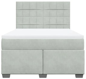 vidaXL Κρεβάτι Boxspring με Στρώμα Ανοιχτό Γκρι 140x200 εκ. Βελούδινο