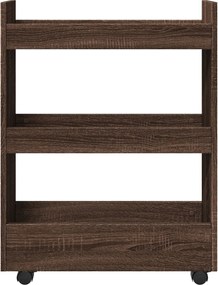 vidaXL Τρόλεϊ Αποθήκευσης Στενό 3 Επιπέδων Καφέ Δρυς Επεξ. Ξύλο