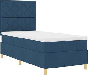 vidaXL LED Κρεβάτι με βάθρο με στρώμα Μπλε 100 x 200 cm ύφασμα