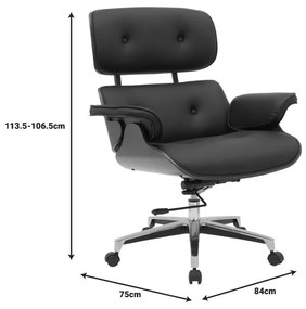 Καρέκλα γραφείου διευθυντή Kobane μαύρο pu-βάση χρωμίου 84x75x113.5εκ 84x75x113.5 εκ.