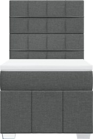 vidaXL Κρεβάτι Boxspring με Στρώμα Σκούρο Γκρι 90x190 εκ. Υφασμάτινο