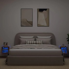 Έπιπλα Τοίχου Τηλ. με LED 2 Τεμ. Καφέ Δρυς 30x28,5x30 εκ. - Καφέ