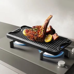 VEVOR 20x10 in Reversible Grill Griddle Pre-Seasoned BBQ Pan Cast Iron Black