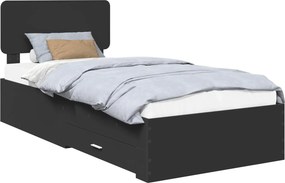 vidaXL Σκελετός Κρεβατιού Μαύρο 75 x 190 cm Επεξεργασμένο ξύλο