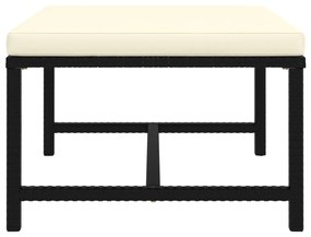 vidaXL Υποπόδιο Τμηματικό Μαύρο από Συνθετικό Ρατάν με Μαξιλάρι