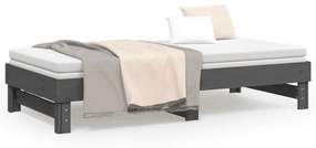 vidaXL Καναπές Κρεβάτι Συρόμενος Γκρι 2x(75x190) εκ. Μασίφ Ξύλο Πεύκου