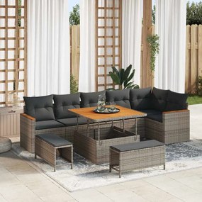 vidaXL Σετ Καναπέ Κήπου 9 pcs Γκρι συνθετικό ρατάν