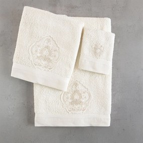 Πετσέτες Thalia (Σετ 3τμχ) Ecru Ρυθμός Towels Set 80x150cm 100% Πενιέ Βαμβάκι