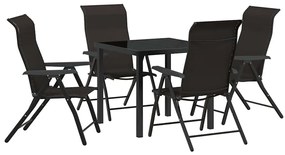 vidaXL Σέτ φαγητού για κήπο 5 pcs Μαύρος καφές Πολυ ράταν