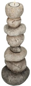 Κηροπήγιο Πέτρες Γκρι Polyresin 13x11x25.5cm