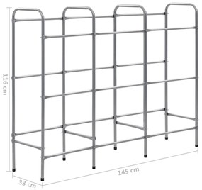 vidaXL Ράφι Αποθήκευσης για 9 Κιβώτια Ασημί 145x33x116 εκ. Ατσάλινο