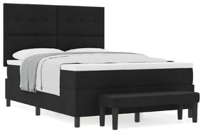 vidaXL Κρεβάτι με Στρώμα και Πάγκο Μαύρο 160x200 εκ Ύφασμα