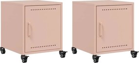 vidaXL Κομοδίνα 2 τεμ. Ροζ 36x39x43,5 εκ. από Χάλυβα