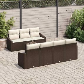 vidaXL Σετ Καναπέ Κήπου με μαξιλάρι 8 pcs Καφέ, Κρέμα 55 x 55 x 37 εκ