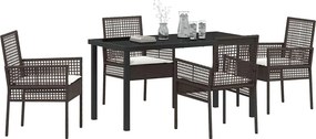 vidaXL Σέτ φαγητού για κήπο 5 pcs Καφέ συνθετικό ρατάν