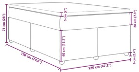 Κρεβάτι Boxspring με Στρώμα Ανοιχτό Γκρι 120x190 εκ. Υφασμάτινο 3285359