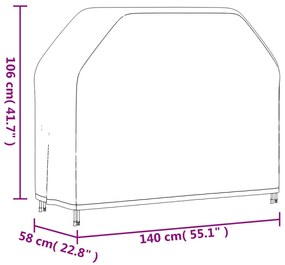 Καλύμματα Ψησταριάς 2 τεμ. 140x58x106 εκ. Ύφασμα Oxford 420D - Μαύρο