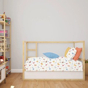 Σεντόνι Βρεφικό Forest Animals 570 White-Sky Blue DimCol Λίκνου 80x110cm 100% Cotton