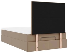Οθωμανικό κρεβάτι με στρώμα &amp; LEDs Cappucino Faux Leather - Καφέ