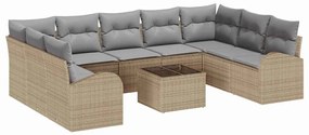 vidaXL Σετ Καναπέ Κήπου 10 pcs Μπεζ, ανοιχτό γκρι Πολυ ράταν