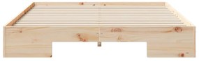 vidaXL Κρεβάτι δαπέδου Καφέ 150 x 200 cm Μασίφ ξύλο πεύκου