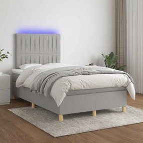 vidaXL Κρεβάτι Boxspring με Στρώμα &amp; LED Αν.Γκρι 120x190εκ. Υφασμάτινο