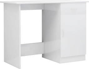 vidaXL Γραφείο Γυαλιστερό Λευκό 100 x 50 x 76 εκ. από Επεξ. Ξύλο