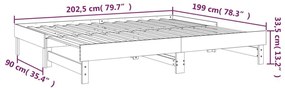 Καναπές Κρεβάτι Συρόμενος Μαύρος 2x(100x200)εκ. από Μασίφ Πεύκο - Μαύρο