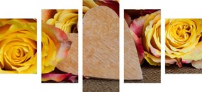 Εικόνα 5 μερών κίτρινα τριαντάφυλλα του Αγίου Βαλεντίνου - 100x50