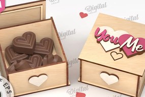 Σετ των 2 Intra απο ξύλο plywood 3mm-4mm πάχος Τρισδιάστατο κουτί δώρου για την ημέρα του Αγίου Βαλεντίνου Δίασταση 15x15 cm INTRAFABR-111674635