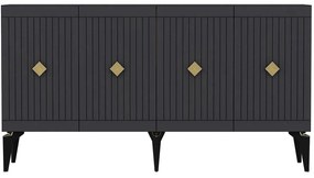 Μπουφές Midas 475OLV1750 150x40x79cm Anthracite-Gold Μοριοσανίδα, Μελαμίνη