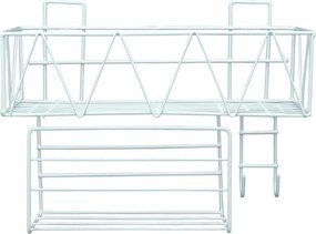 Επιτοίχιο Μεταλλικό Ράφι με Γάντζους 30x12.5x24cm Άσπρο ή Μαύρο - Άσπρο