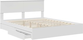 vidaXL Κρεβάτι Αποθήκης Λευκό 160 x 200 cm Επεξεργασμένο ξύλο