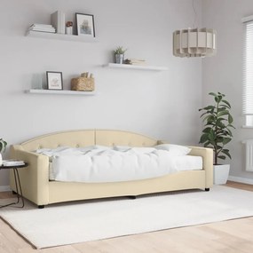 vidaXL Καναπές Κρεβάτι με Στρώμα Κρεμ 100 x 200 εκ. Υφασμάτινο