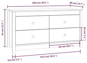 Βοηθητικό Ντουλάπι Γκρι 100x40x54 εκ. από Μασίφ Ξύλο Πεύκου - Γκρι