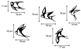 Διακοσμητικό τοίχου Swallows Megapap 5 τμχ μεταλλικό χρώμα μαύρο 19x19εκ.