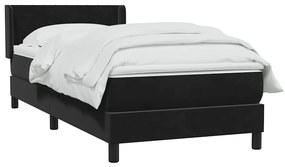 vidaXL Κρεβάτι Boxspring με Στρώμα Μαύρο 90x210 εκ. Βελούδινο