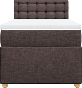 vidaXL Κρεβάτι Boxspring με Στρώμα Σκούρο Καφέ 90x200 εκ. Υφασμάτινο