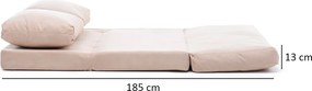 Διθέσιος Καναπές Κρεβάτι Κρέμα DIVIR 68x120x62
