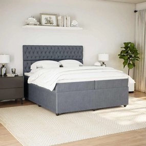 vidaXL Κρεβάτι Boxspring με Στρώμα Σκούρο Γκρι 200x200 εκ. Βελούδινο