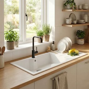 Sanitec Ultra Granite 817 (116x50) - Γρανιτένιος νεροχύτης - Bianco Stone