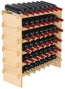 VEVOR 48 Bottle Stackable Modular Wine Rack Bamboo Wood Display Shelf 6-Tier