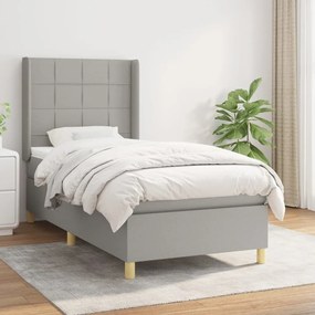 vidaXL Κρεβάτι Boxspring με Στρώμα Ανοιχτό Γκρι 100x200 εκ. Υφασμάτινο