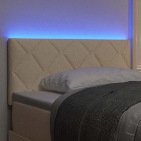 vidaXL LED κεφαλάρι Κρεμ 90 cm ύφασμα