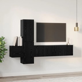 vidaXL Σετ επίπλου τηλεόρασης 5 pcs Μαύρη Οξυά Επεξεργασμένο ξύλο